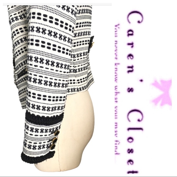 Juicy Couture Black & White Embroidered Cropped Bolero Blazer Jacket - Picture 3 of 8